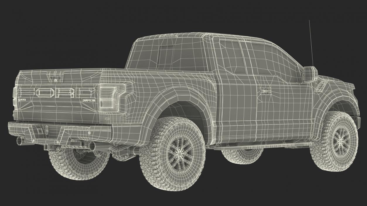 3D Black Ford F-150 Raptor 2017 model