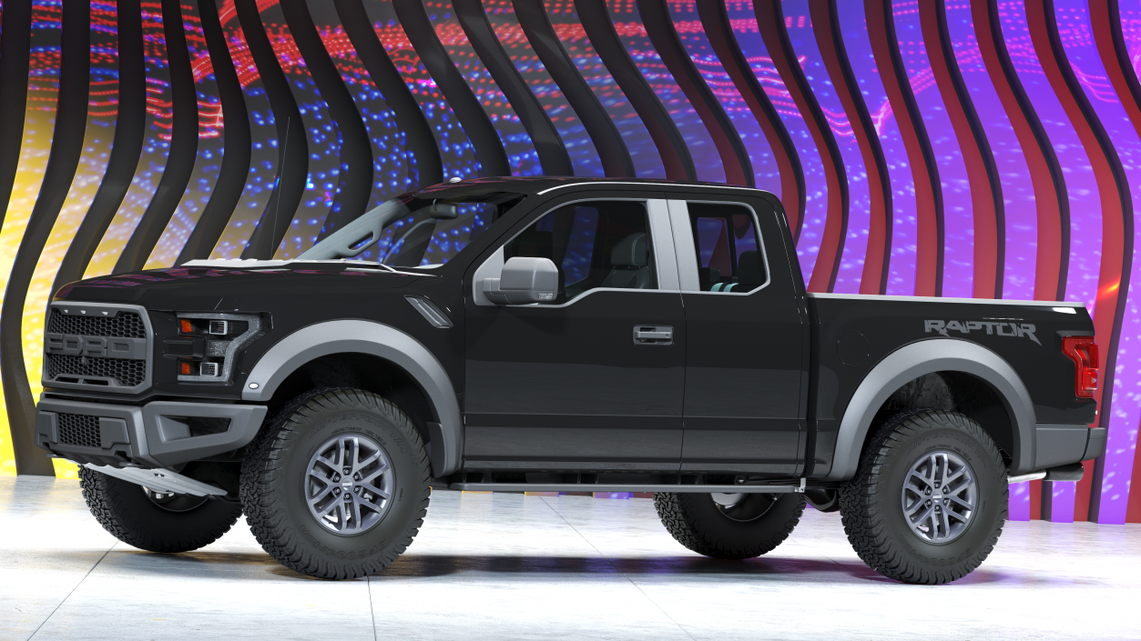 3D Black Ford F-150 Raptor 2017 model