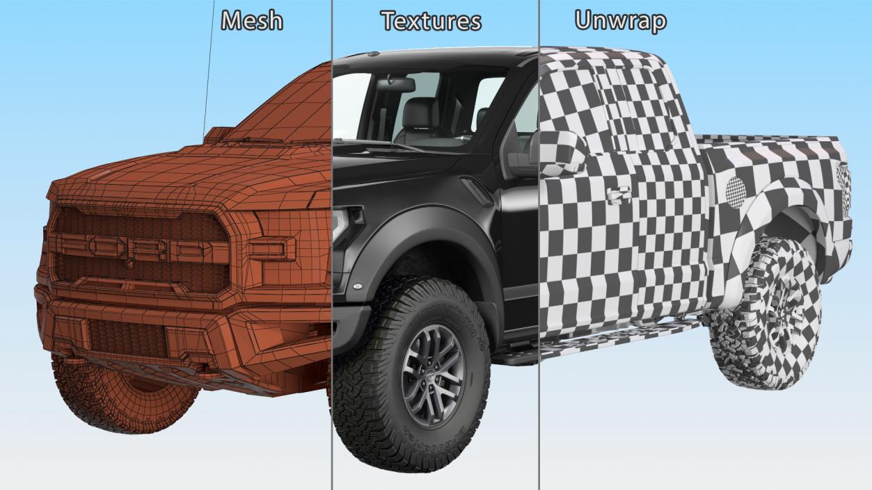 3D Black Ford F-150 Raptor 2017 model