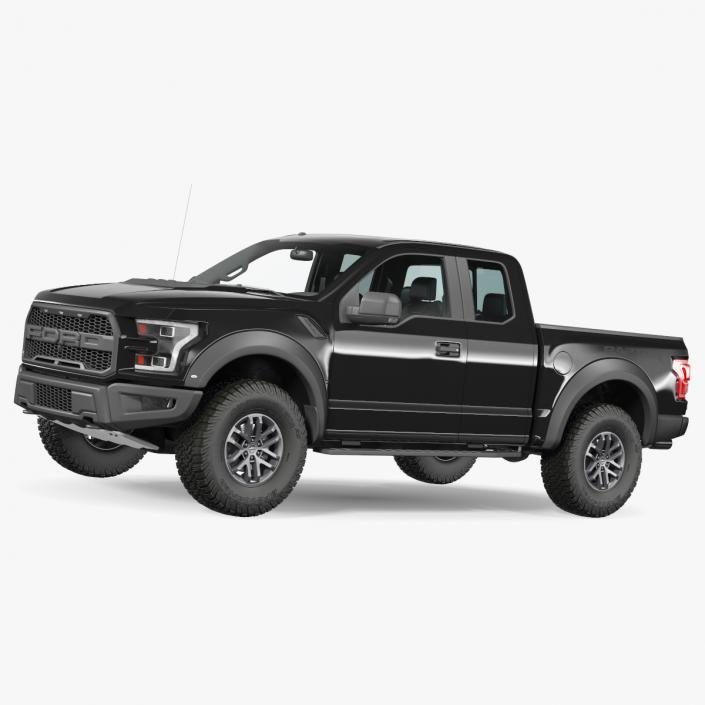 3D Black Ford F-150 Raptor 2017 model