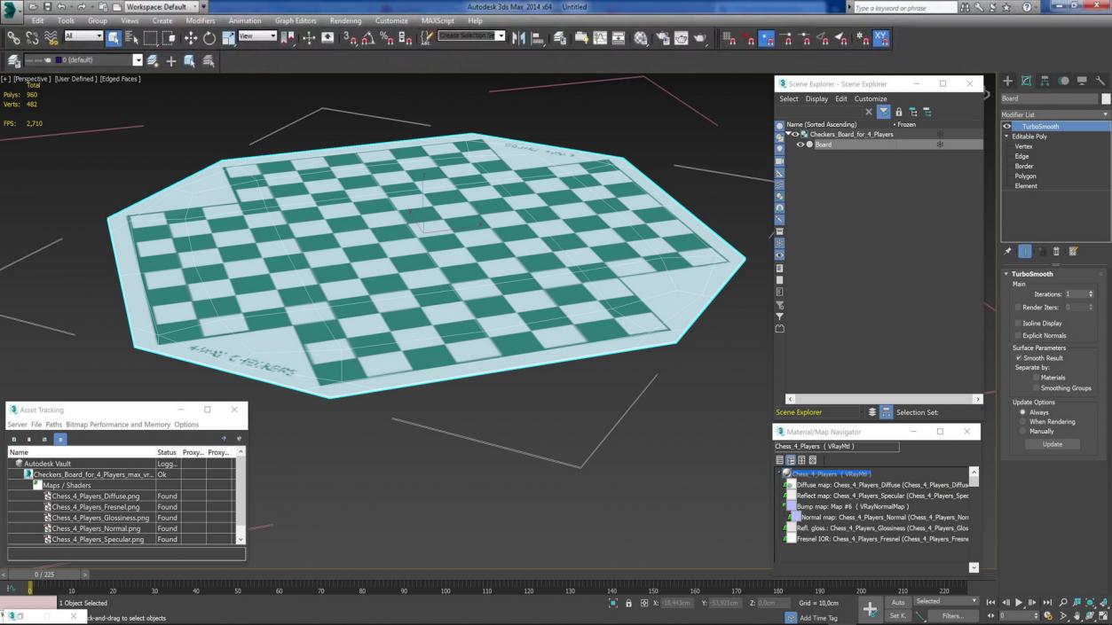 3D Checkers Board for 4 Players model