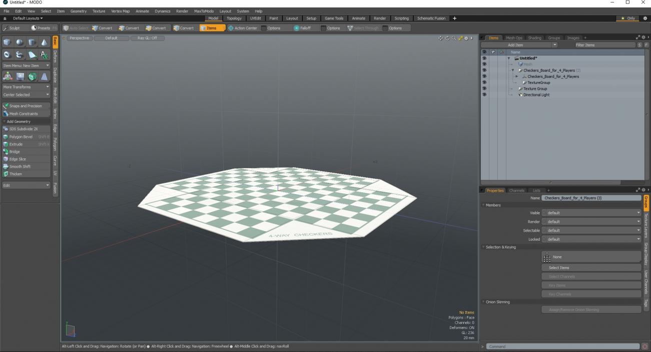 3D Checkers Board for 4 Players model