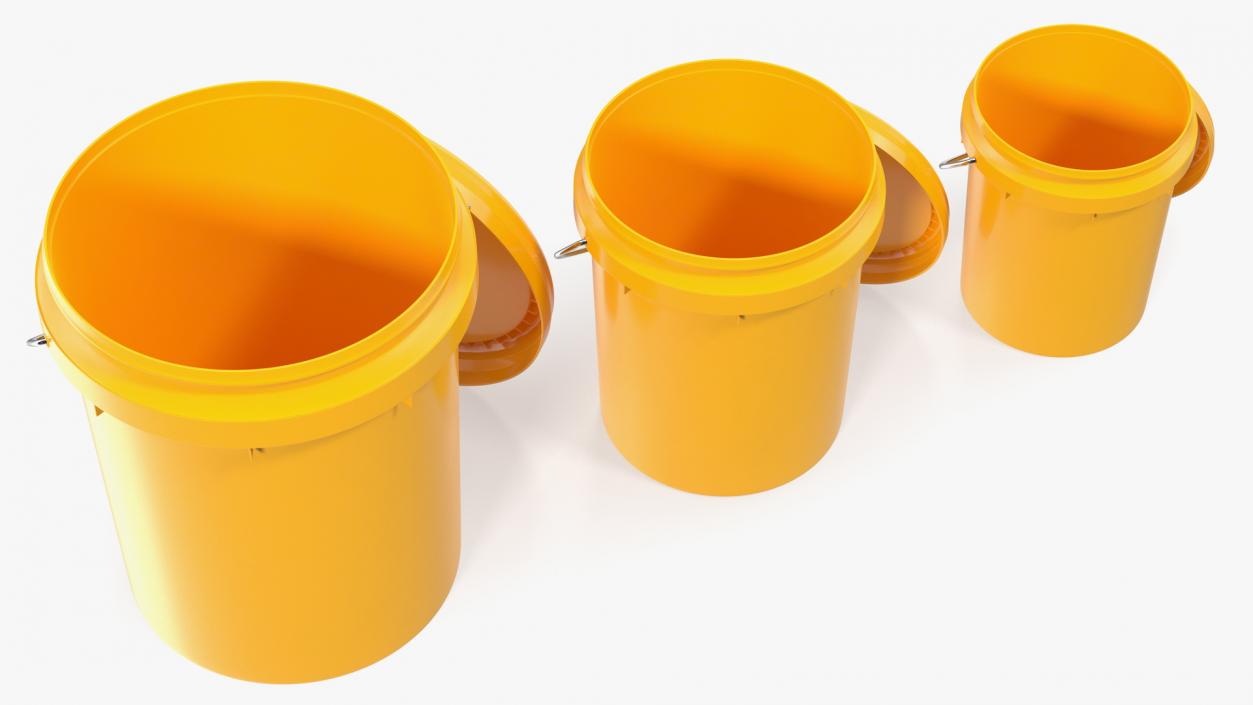 Plastic Buckets with Lid and Handle Set 3D model