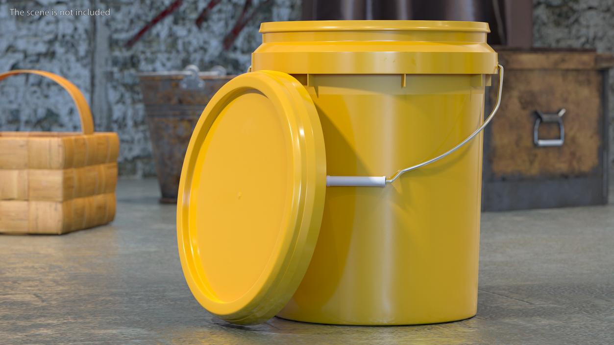 Plastic Buckets with Lid and Handle Set 3D model