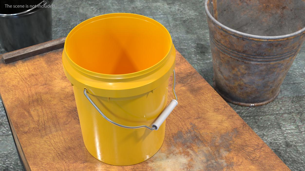 Plastic Buckets with Lid and Handle Set 3D model