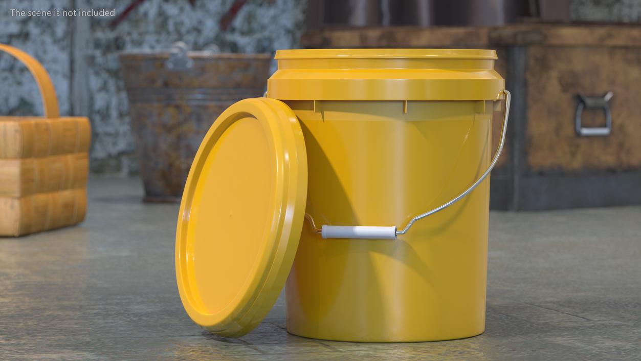 Plastic Buckets with Lid and Handle Set 3D model