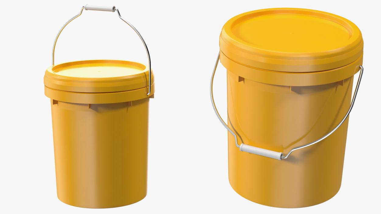 Plastic Buckets with Lid and Handle Set 3D model