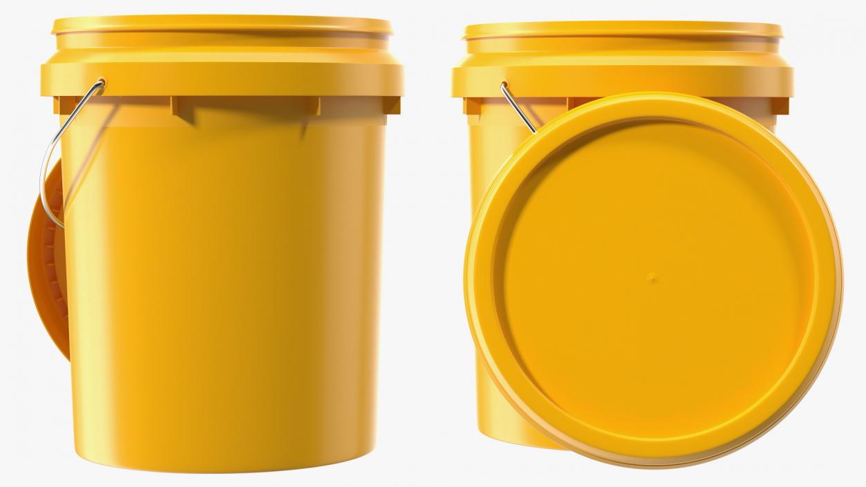 Plastic Buckets with Lid and Handle Set 3D model