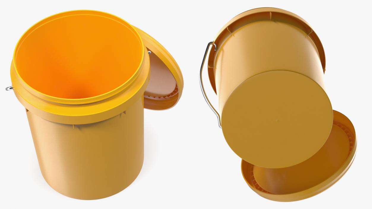 Plastic Buckets with Lid and Handle Set 3D model