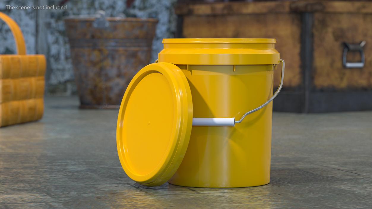 Plastic Buckets with Lid and Handle Set 3D model