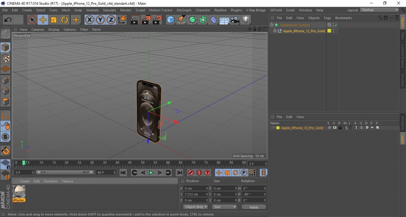 Apple iPhone 12 Pro Gold 3D model