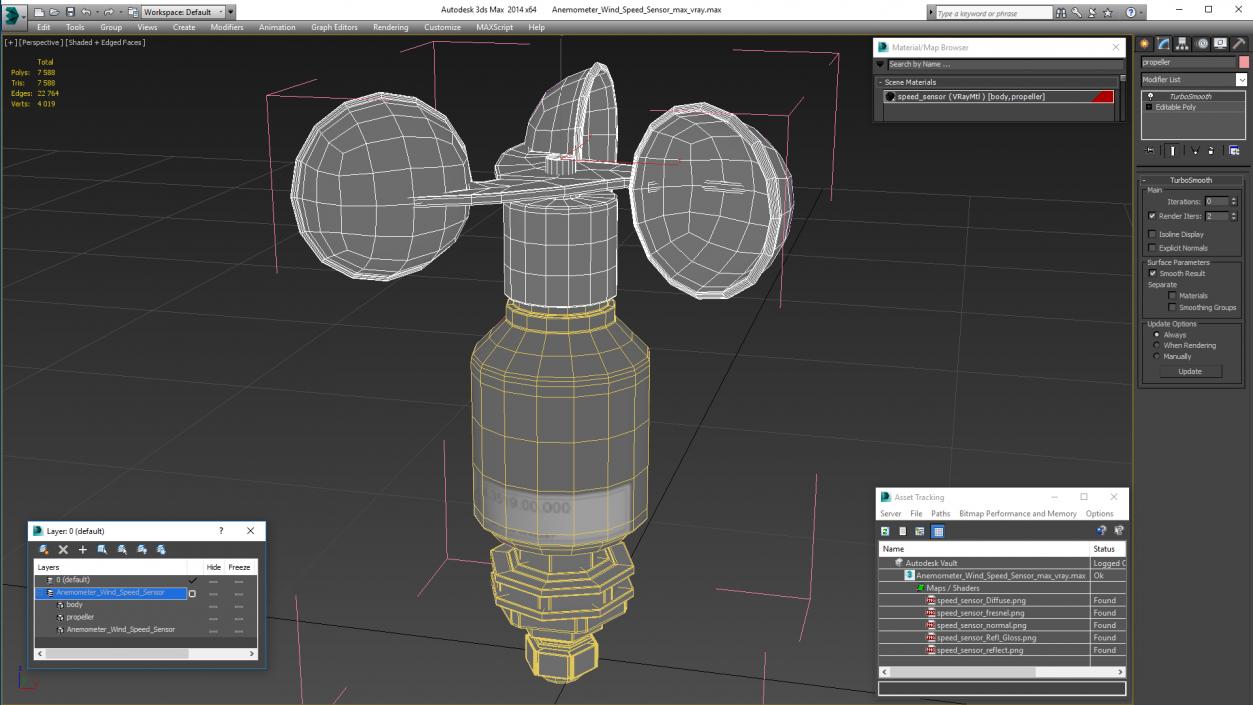 3D Anemometer Wind Speed Sensor model