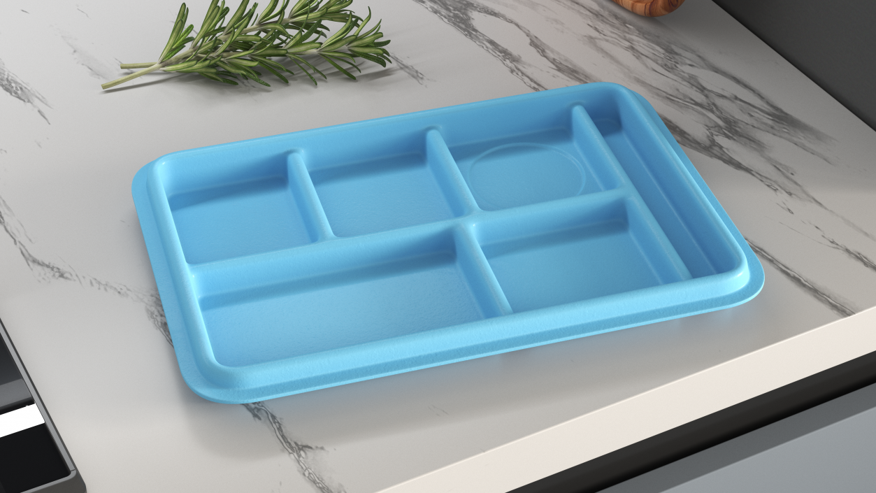 3D Compartment Meal Tray Blue 2 model