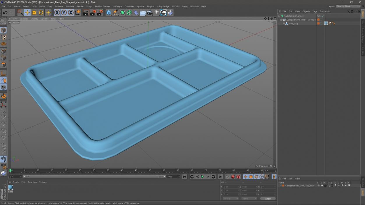 3D Compartment Meal Tray Blue 2 model