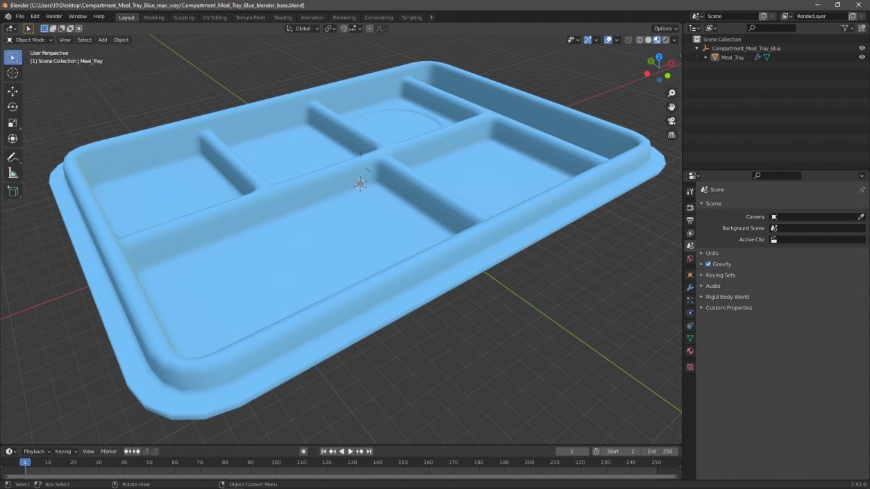 3D Compartment Meal Tray Blue 2 model