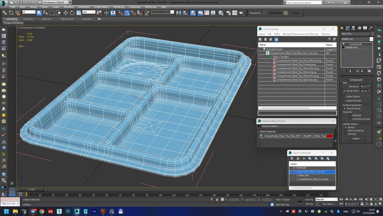 3D Compartment Meal Tray Blue 2 model