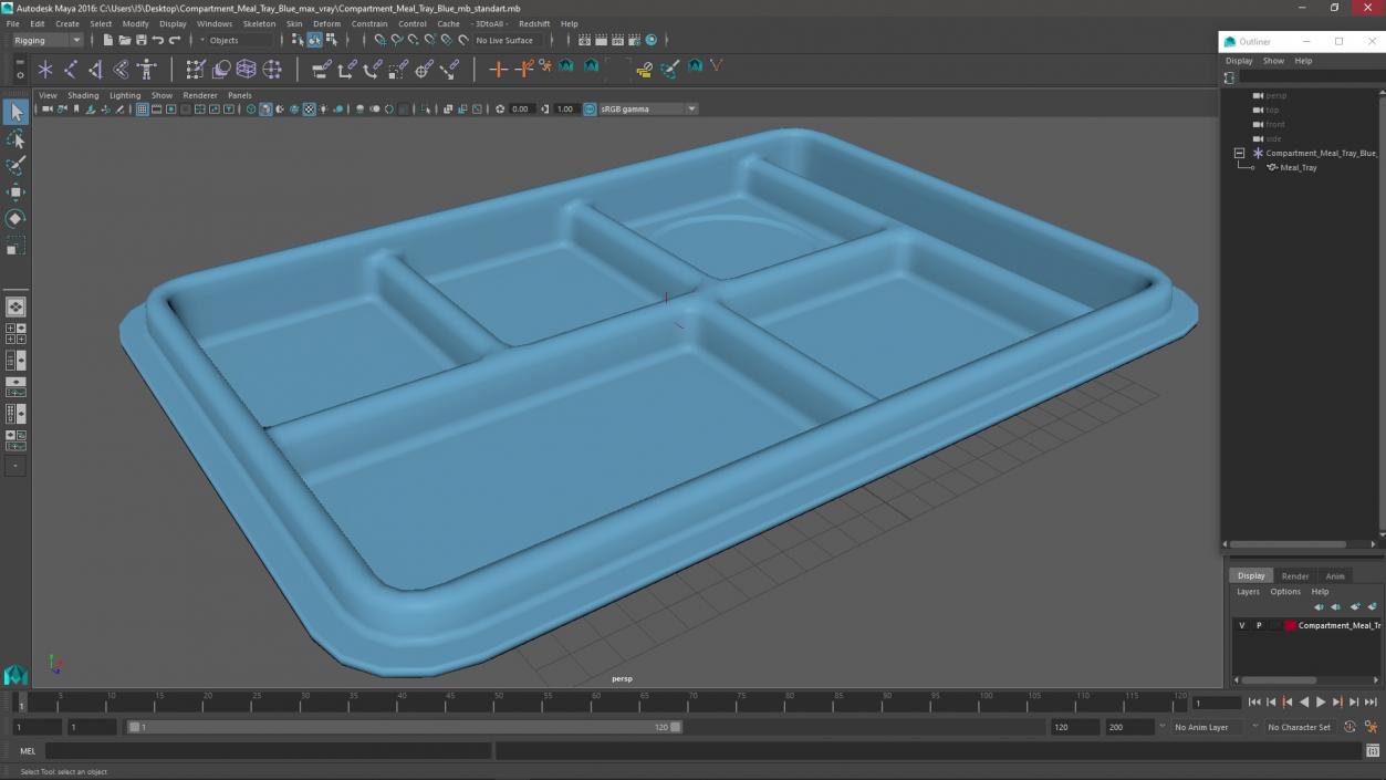 3D Compartment Meal Tray Blue 2 model