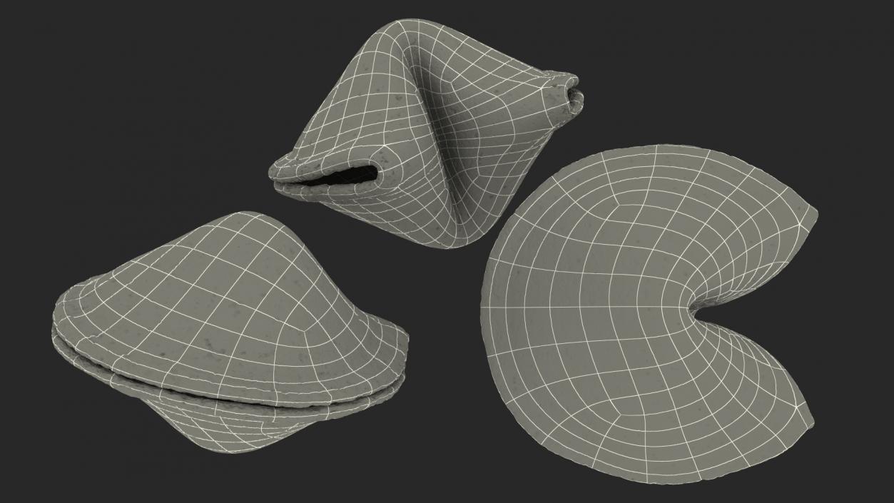 3D Fortune Cookies in Bowl model