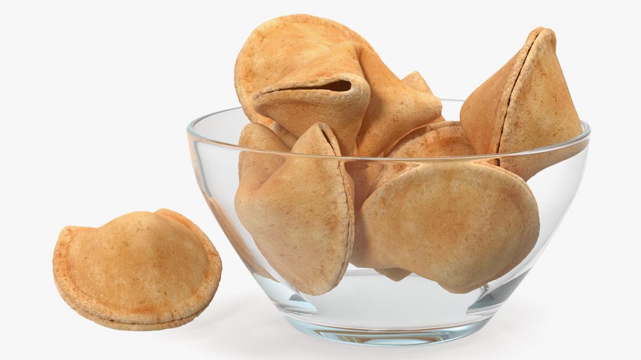 3D Fortune Cookies in Bowl model