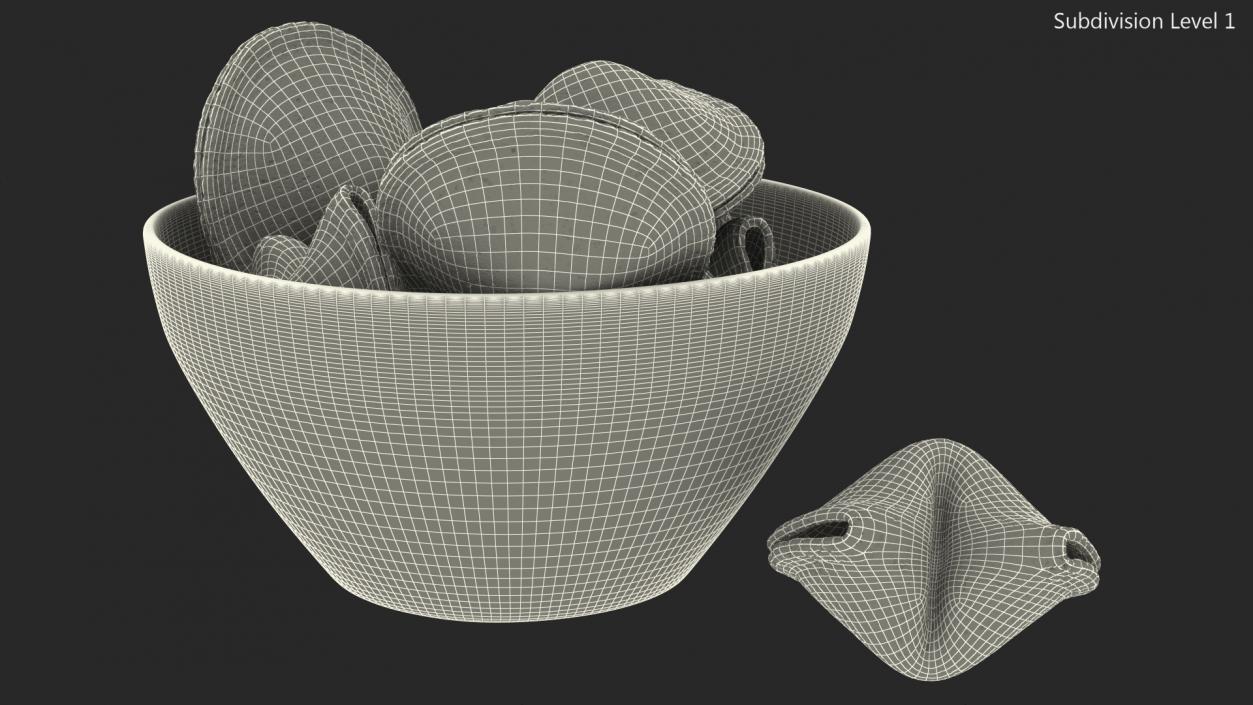 3D Fortune Cookies in Bowl model