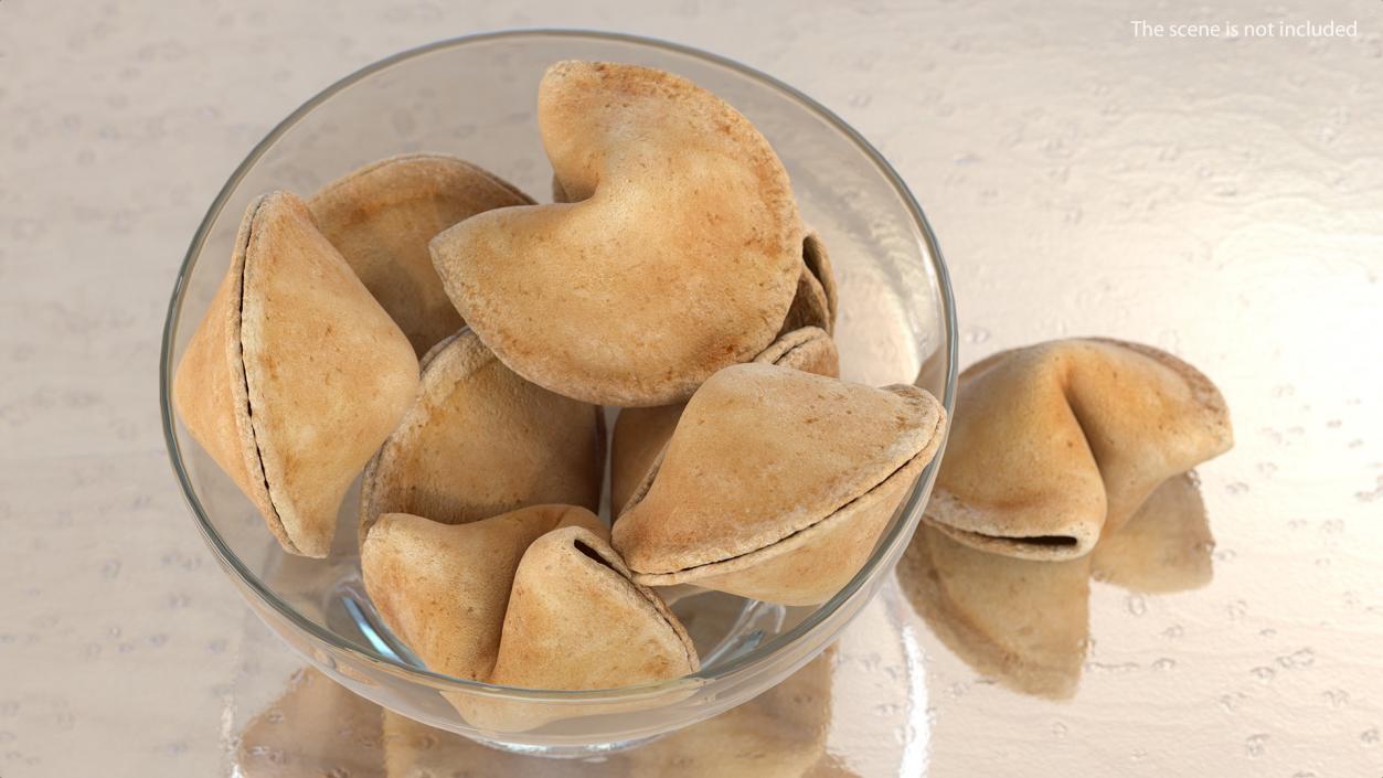 3D Fortune Cookies in Bowl model