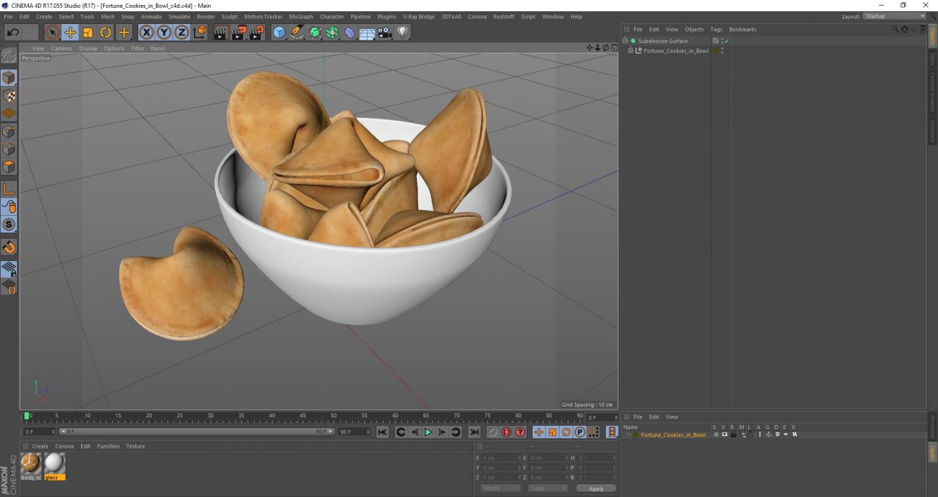 3D Fortune Cookies in Bowl model