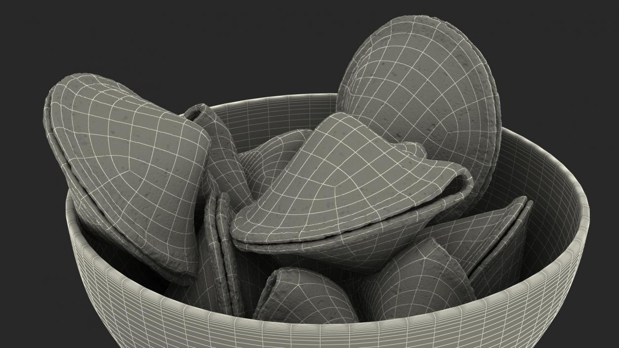 3D Fortune Cookies in Bowl model