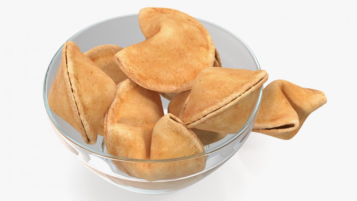 3D Fortune Cookies in Bowl model