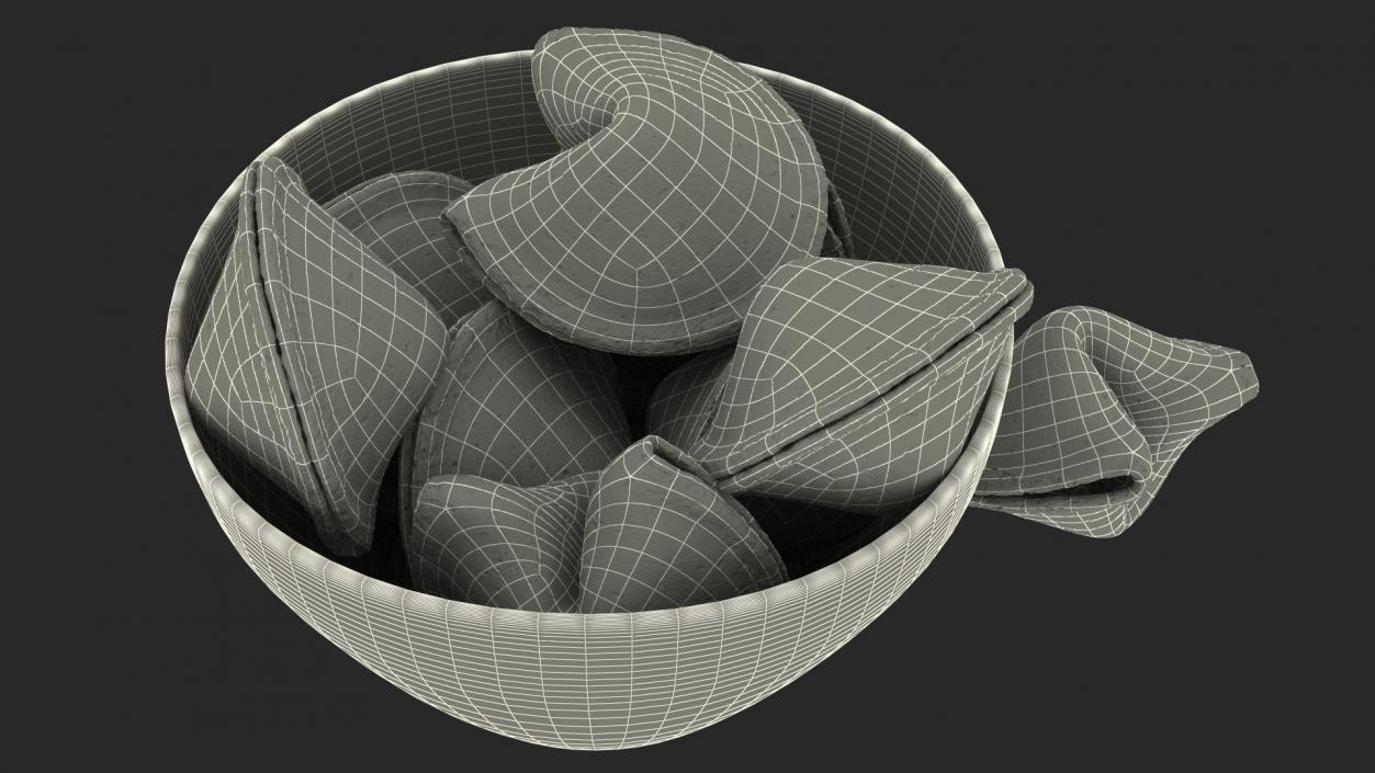 3D Fortune Cookies in Bowl model