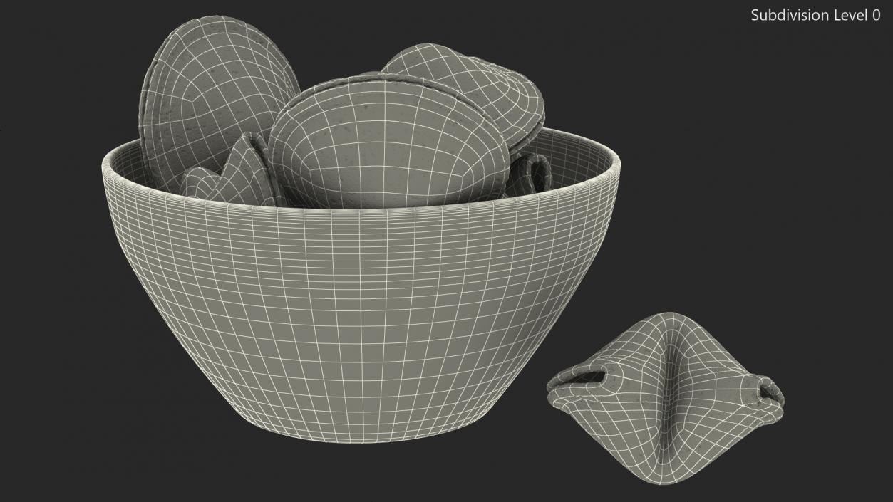 3D Fortune Cookies in Bowl model