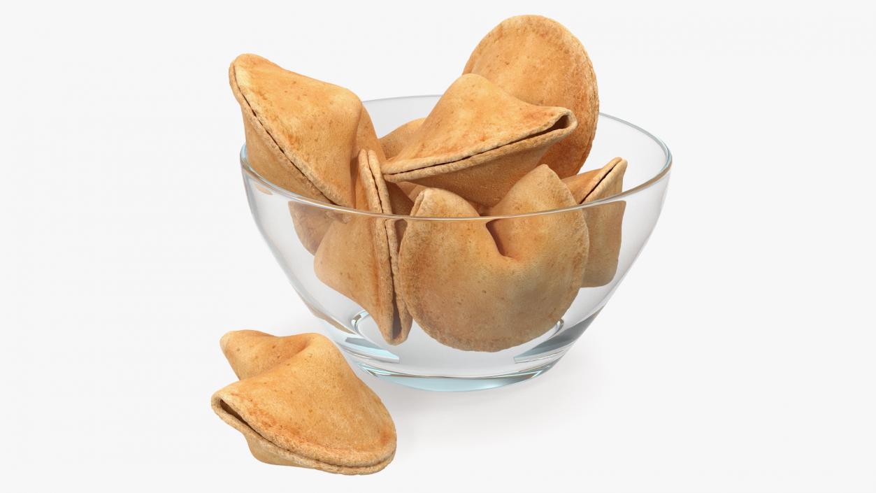 3D Fortune Cookies in Bowl model