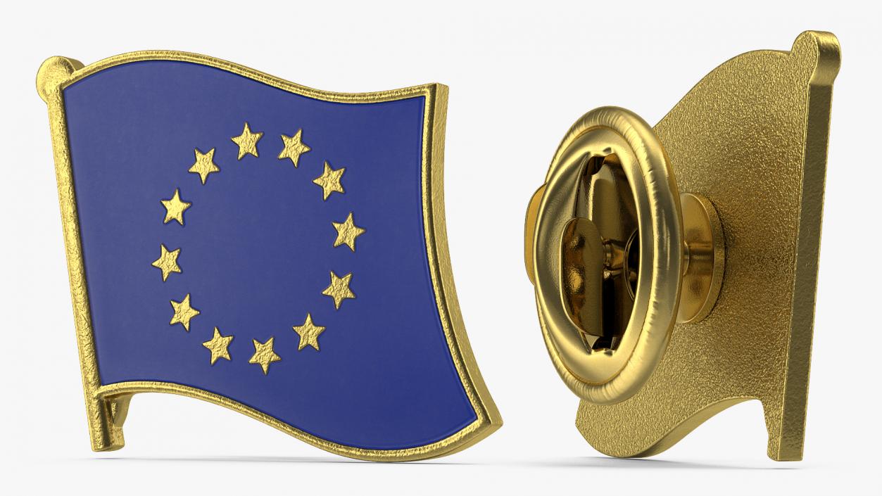 European Union Flag Lapel Pin 3D model