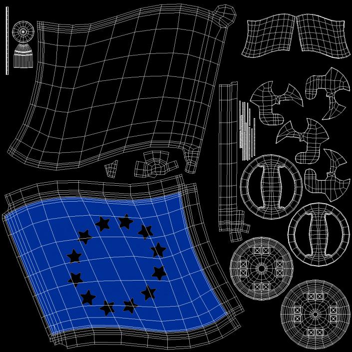 European Union Flag Lapel Pin 3D model