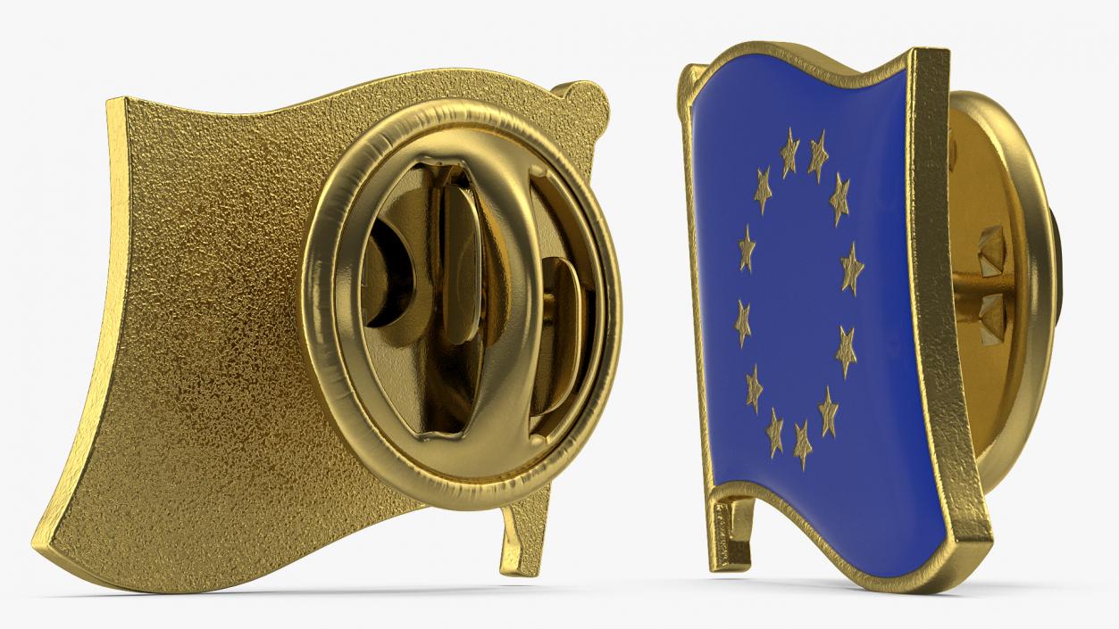 European Union Flag Lapel Pin 3D model