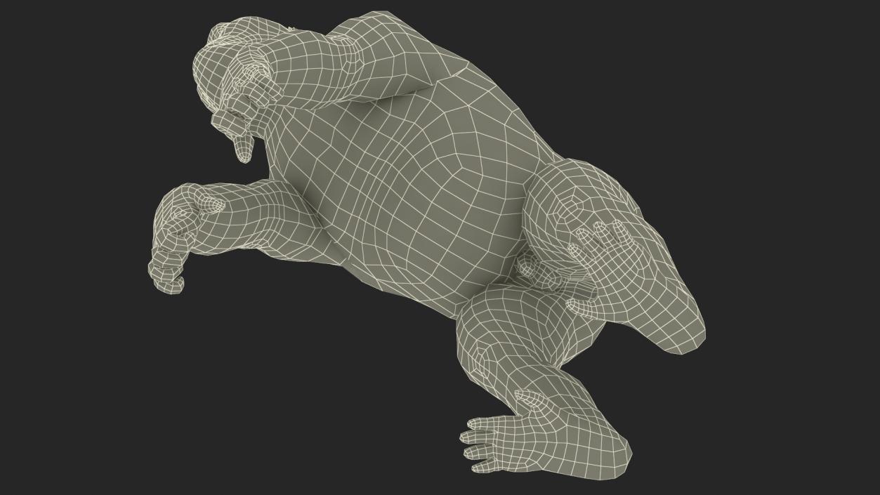 3D model Gigantopithecus Stands on Four Limbs Fur