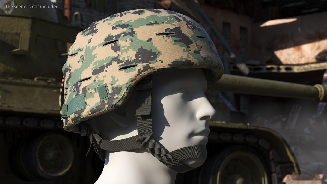 Ballistic Helmet Green Camo 3D