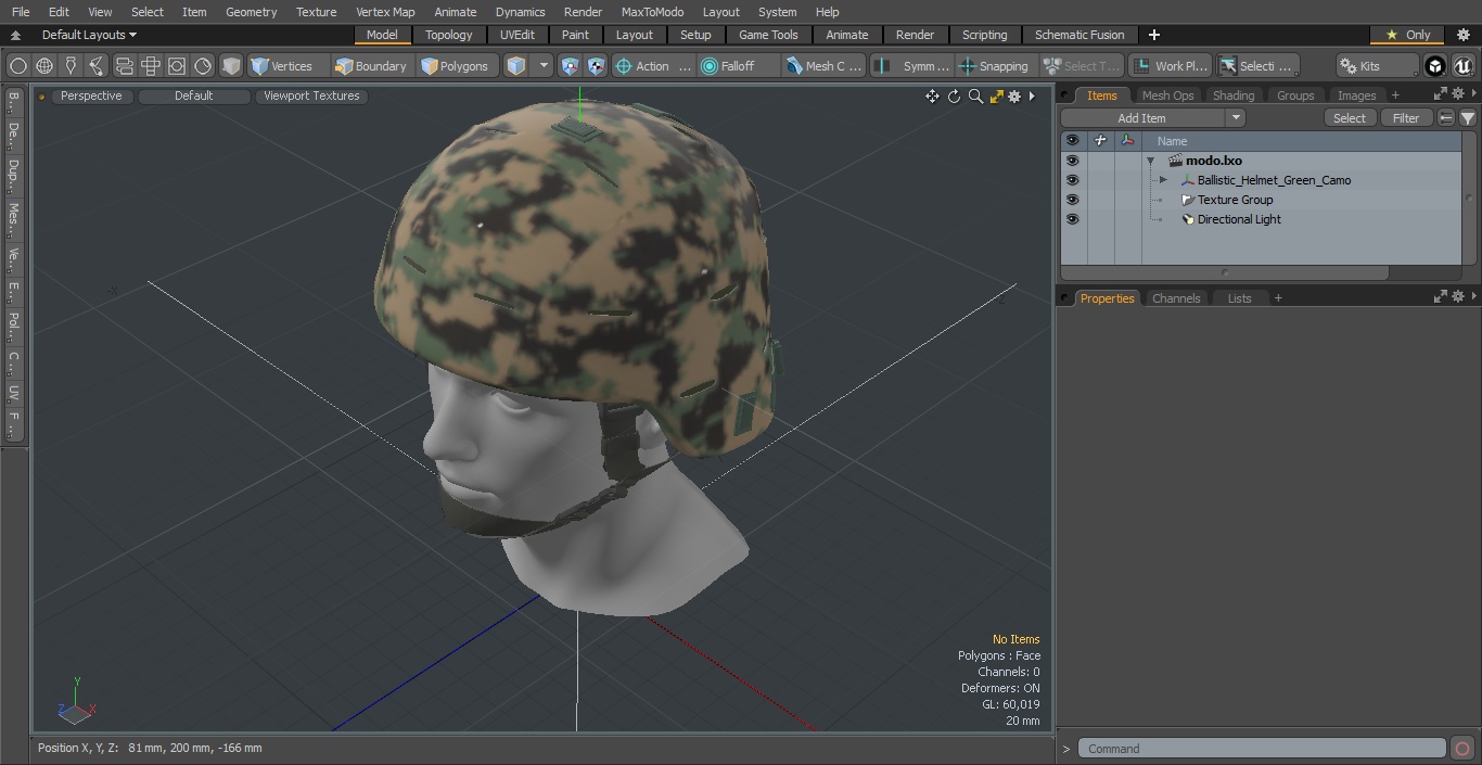 Ballistic Helmet Green Camo 3D