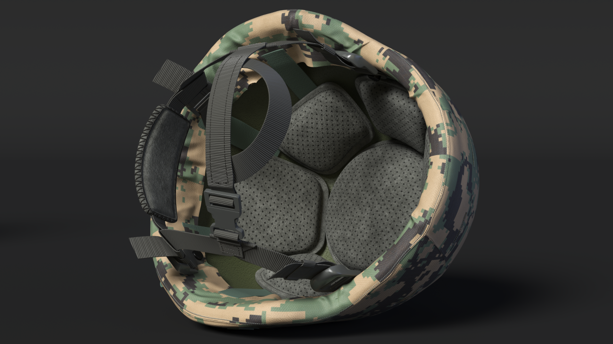 Ballistic Helmet Green Camo 3D