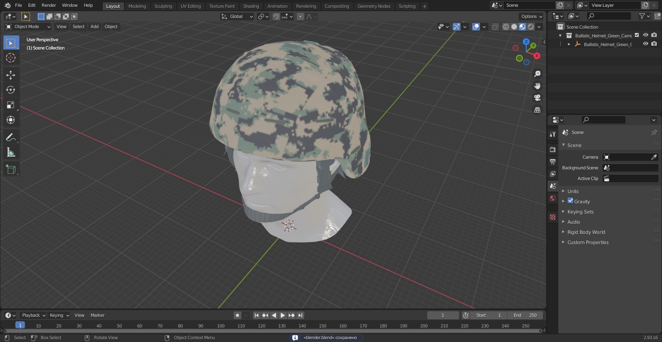 Ballistic Helmet Green Camo 3D