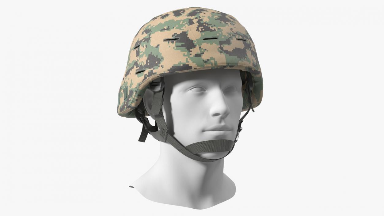 Ballistic Helmet Green Camo 3D