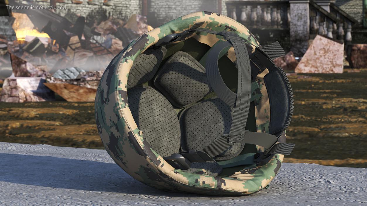 Ballistic Helmet Green Camo 3D