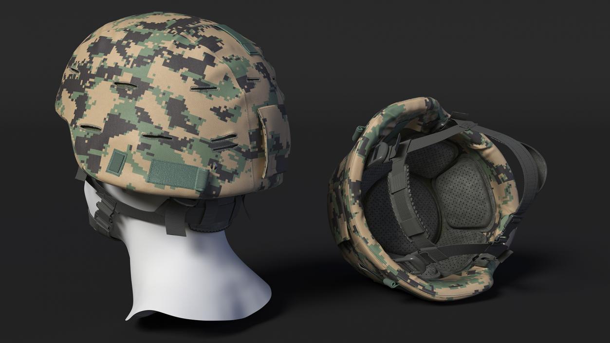 Ballistic Helmet Green Camo 3D