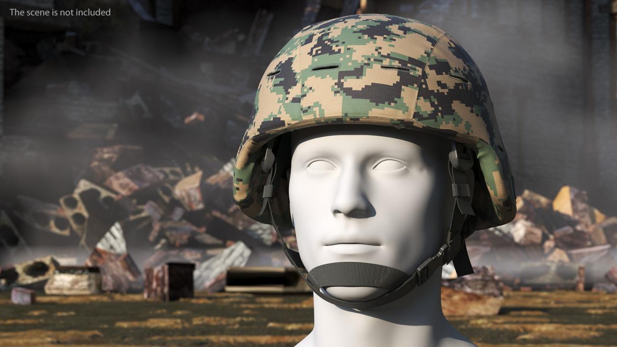 Ballistic Helmet Green Camo 3D