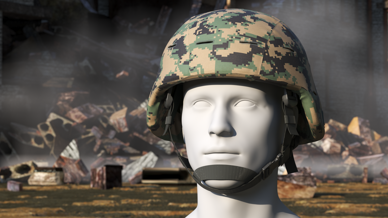 Ballistic Helmet Green Camo 3D