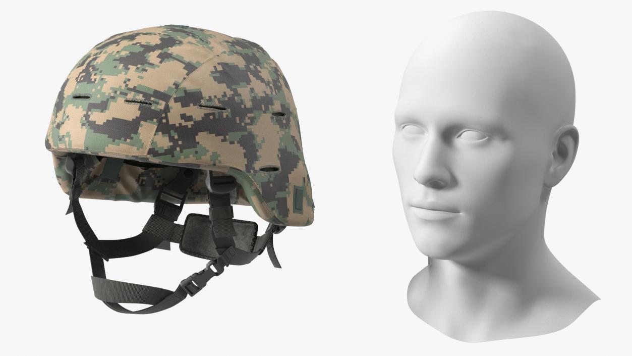 Ballistic Helmet Green Camo 3D