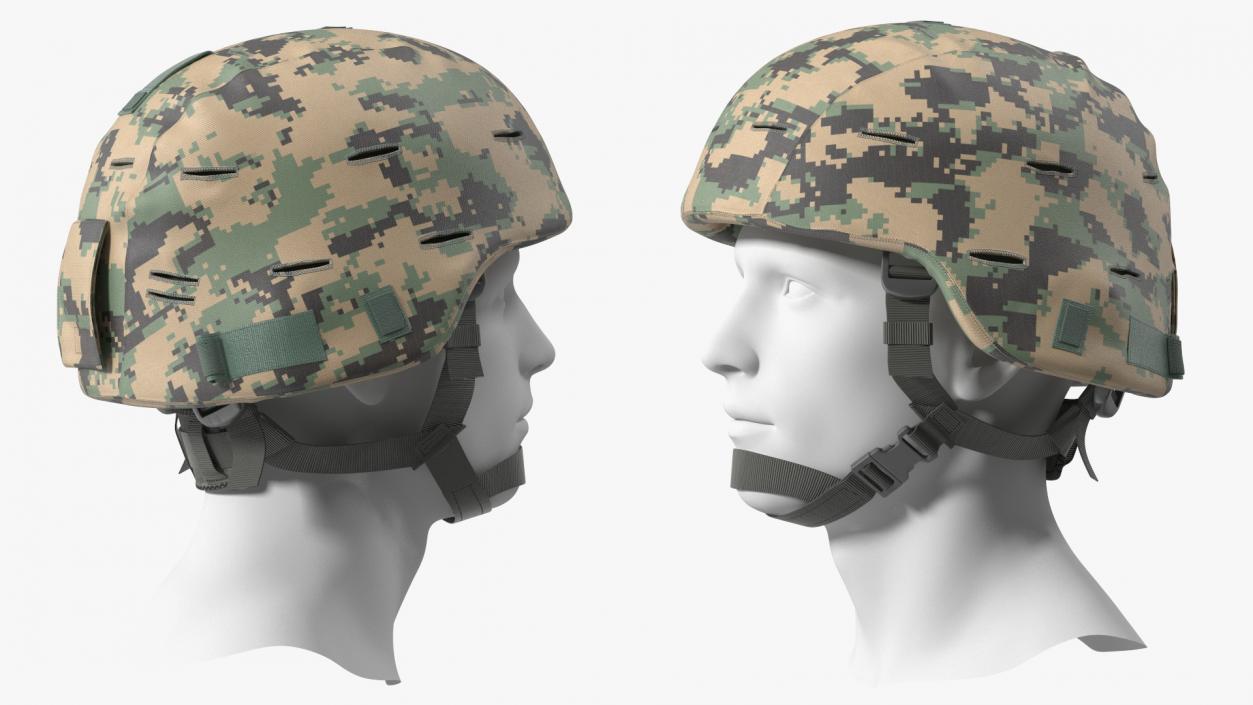 Ballistic Helmet Green Camo 3D