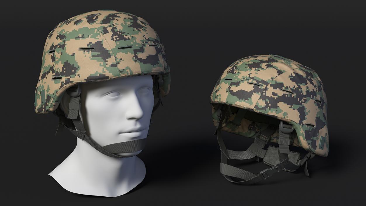 Ballistic Helmet Green Camo 3D