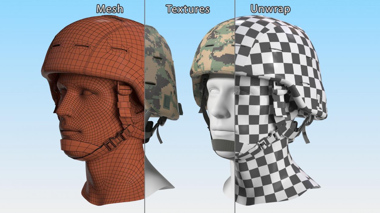 Ballistic Helmet Green Camo 3D