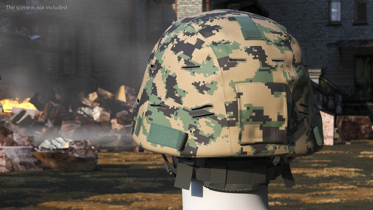 Ballistic Helmet Green Camo 3D