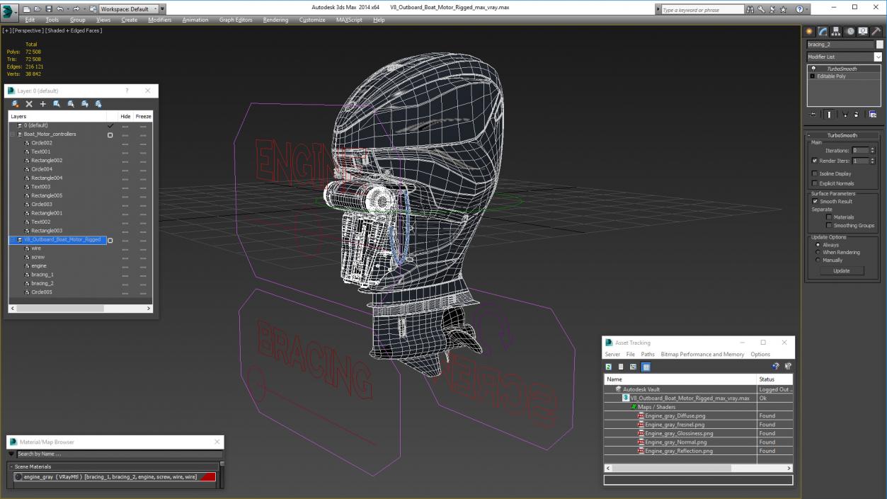 V8 Outboard Boat Motor Rigged 3D model